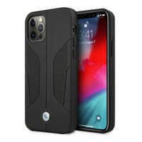 BMW BMW BMHCP12LRSCSK iPhone 12 Pro Max 6,7" fekete keménytok bőr perforált oldalsó tok