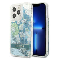 Guess Guess GUHCP13XLFLSN iPhone 13 Pro Max 6,7" zöld virág folyékony csillogó kristályos keménytok