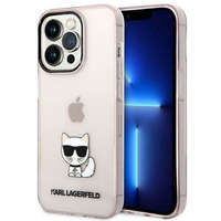 Karl Lagerfeld Karl Lagerfeld KLHCP14XCTTRI iPhone 14 Pro Max 6,7" keménytok rózsaszín átlátszó Choupette Body tok