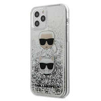 Karl Lagerfeld Karl Lagerfeld KLHCP12MKCGLSL iPhone 12/12 Pro 6,1" ezüst folyékony csillogó kristályos Karl&Choupette keménytok