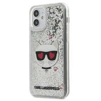 Karl Lagerfeld Karl Lagerfeld KLHCP12SLCGLSL iPhone 12 mini 5,4" ezüst folyékony csillogó kristályos Choupette keménytok