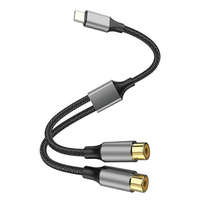 4smarts 4smarts kábel Audio USB-C - 2x cinch aljzat 20cm textil fekete 456903