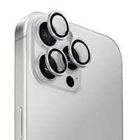 UNIQ UNIQ Optix alumínium kamera lencse védő üveg ezüst színű szegéllyel iPhone 16 Pro / 16 Pro Max