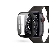 Haffner Apple Watch 4/5/6/SE (44 mm) védőtok beépített edzett üveggel - DEFENSE 360 - fekete (ECO csomagolás)