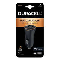 Duracell Duracell autós töltő 1xUSB-A és 1xUSB-C csatlakozóval 27W (fekete)