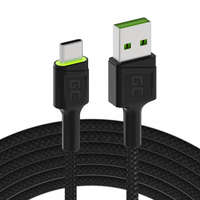 Green Cell USB kábel - USB-C Green Cell GC Ray, 120cm, zöld LED, Ultra Charge, QC 3.0, Ultra Charge, QC 3.0