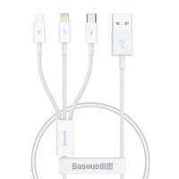 Baseus BASEUS kábel 3 az 1-ben Flash Series II USB A - Micro + Lightning 8-pin + Type-C 3,5A 0,5m fehér P10320105221-01