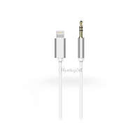 Haffner Lightning - 3,5 mm jack audio kábel 1 m-es vezetékkel - fehér/ezüst