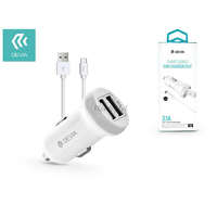 Devia Devia 2xUSB szivargyújtó töltő adapter + USB - Type-C kábel 1 m-es vezetékkel - 5V/3,1A - Devia Smart Series Car Charger Suit - fehér