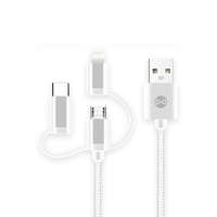 Forever Forever USB-A - Type-C/Lightning/micro USB kábel 1.5A 1m - fehér