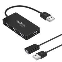 Maxlife Maxlife Home Office USB hub USB - 4xUSB-A 15cm + USB-A (apa) - USB-A (anya) kábel 1,5m - fekete
