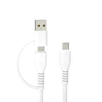 Forever Recycling Forever Recycling kábel 2w1 1,5m 3A USB-C - USB-C + USB-A KR2W1-00 fehér