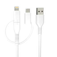 Forever Recycling Forever Recycling kábel 3w1 1,5m 2,4A USB-A -USB-C+ microUSB + Lightning KR3W1-00 fehér