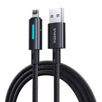 Baseus Baseus világító gomb-vezérlésű gyors töltő adatkábel USB-A és iP 2.4A 1m Cosmic Black