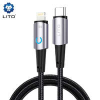 LITO Lito LD10 Metal Data PD 60W USB Lightning 1M Adatkábel - Fekete