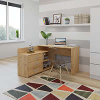 GreenSite Shannan Dany sarok íróasztal polccal, tárolóval, 120x76x50 cm, tölgy