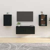  2 db fekete falra szerelhető TV-szekrény 40 x 34,5 x 60 cm