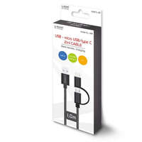 Savio Savio CL-128 2in1 USB-A - micro USB / USB-C kábel 1m