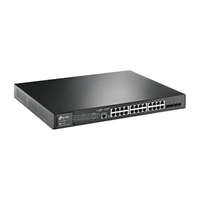 TP-Link TP-Link JetStream Switch 24x1000Mbps, 24xPOE+ + 4x1Gigabit SFP+ plusz 2 konzol port, menedzselhető (TL-SG3428MP)