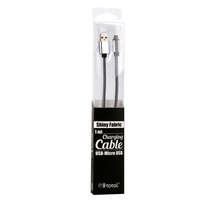 i-Total i-Total CM3093 Shiny Fabric USB-MicroUSB kábel 1m fekete-ezüst