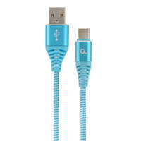 Gembird Gembird USB 2.0 A -> USB-C M/M adatkábel 1m kék-fehér szövet borítás (CC-USB2B-AMCM-1M-VW)