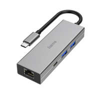 Hama Hama 4 port USB-C 2xUSB-A +USB-C +LAN Multiport hub ezüst (00200108)