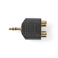 Nedis Nedis sztereó audio adapter, 3.5 mm Dugasz, RCA Aljzat x2, aranyozott, ABS, fekete, 10db (CAGP22940BKG)