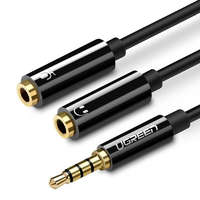 UGREEN UGREEN AV141 AUX audio elosztó 3,5 mm-es mini jack kábel fejhallgatóhoz + mikrofon 20cm fekete (30620)