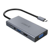 Orico Orico USB-C USB-A/HDMI/VGA/Audio/PD notebook dokkoló sötétszürke (MC-U501P-GY-BP)