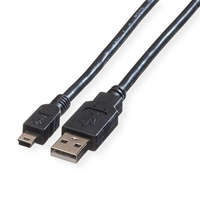 Roline Roline USB 2.0 A - Mini USB (5pin) kábel 0,8m fekete (11.02.8708-10)