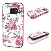 gigapack Műanyag telefonvédő (szilikon keret, rózsaszín virág minta) FEHÉR [Samsung Galaxy S7 (SM-G930)]