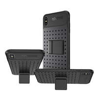 gigapack Műanyag telefonvédő (szilikon keret, lyukacsos minta, levehető asztali tartó) FEKETE [Apple iPhone XS Max 6.5]