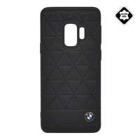 CG MOBILE CG MOBILE BMW HEXAGON műanyag telefonvédő (valódi bőr bevonat, háromszög minta) FEKETE [Samsung Galaxy S9 (SM-G960)]