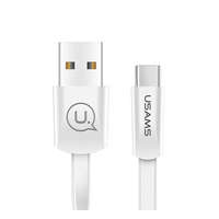 Usams USAMS U2 adatkábel és töltő (USB - Type-C, gyorstöltés támogatás, 120cm, lapos kábel) FEHÉR (SJ200_W)