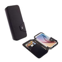 Krusell KRUSELL FlipWallet KALMAR tok álló, bőr hatású (FLIP, oldalra nyíló, bankkártya tartó) FEKETE [Samsung Galaxy S6 (SM-G920)]