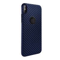 Hoco HOCO DELICATE SHADOW szilikon telefonvédő (karbon minta, logó kivágás) SÖTÉTKÉK [Apple iPhone XS 5.8]