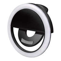 BLAUTEL 4-OK szelfi lámpa (kör alakú, LED fény, 85 mm átmérőjű, 3W, telefonra helyezhető, csipeszes rögzítésű) FEKETE (ARLCL1)