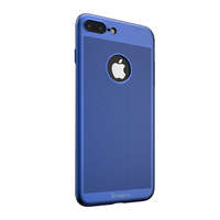 iPaky IPAKY műanyag telefonvédő (előlap védelem, lyukacsos minta, logo kivágás + edzett üveg) SÖTÉTKÉK [Apple iPhone 8 Plus 5.5]