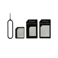 Noosy NOOSY SIM adapter (Nano SIM kártyát Micro SIM és normál méretű kártyára alakítja át, kártya kiemelő) FEKETE