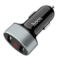 Hoco HOCO Z26 autós töltő 2 USB aljzat (5V / 2100mA, gyorstöltés támogatás, LED kijelző) FEKETE (Z26)