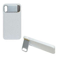 gigapack Műanyag telefonvédő (közepesen ütésálló, kitámasztható, lyukacsos minta) EZÜST [Apple iPhone XS 5.8]