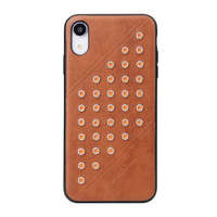 FIERRE SHANN FIERRE SHANN műanyag telefonvédő (bőr hatású hátlap, szegecses) BARNA [Apple iPhone XR 6.1]