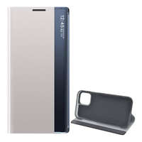 gigapack Tok álló, textil hatású (aktív FLIP, oldalra nyíló, asztali tartó funkció, Smart View Cover) SZÜRKE [Apple iPhone 12 mini]