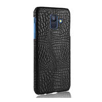 gigapack Műanyag telefonvédő (bőr hatású, krokodilbőr minta) FEKETE [Samsung Galaxy A6 (2018) SM-A600F]