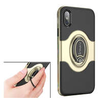 iPaky IPAKY műanyag telefonvédő (szilikon belső, mágneses telefontartó gyűrű, 360°-ban forgatható) ARANY [Apple iPhone XS 5.8]