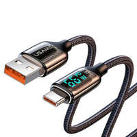 Usams Usams SJ544USB01 120cm-es Type-C - USB-A töltő- és adatkábel LCD kijelzővel fekete 66W,6A (1380751)