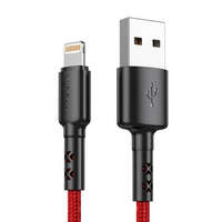 Vipfan Vipfan X02 USB-A - Lightning kábel 3A, 1.8m piros-fekete (X02LT-1.8m-red)