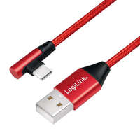 LogiLink LogiLink CU0145 Type-C apa derékszögű - USB-A apa szövet borítású kábel piros 0,3m