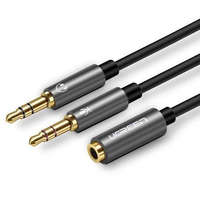 UGREEN UGREEN AV140 AUX audio splitter fejhallgató + mikrofon 3,5 mm-es mini jack kábelhez 28cm fekete (20899)