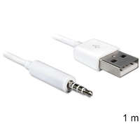 DeLock Delock USB-A apa -> sztereo jack 3.5 mm apa 4 pin IPod Shuffle kábel 1m fehér (83182)